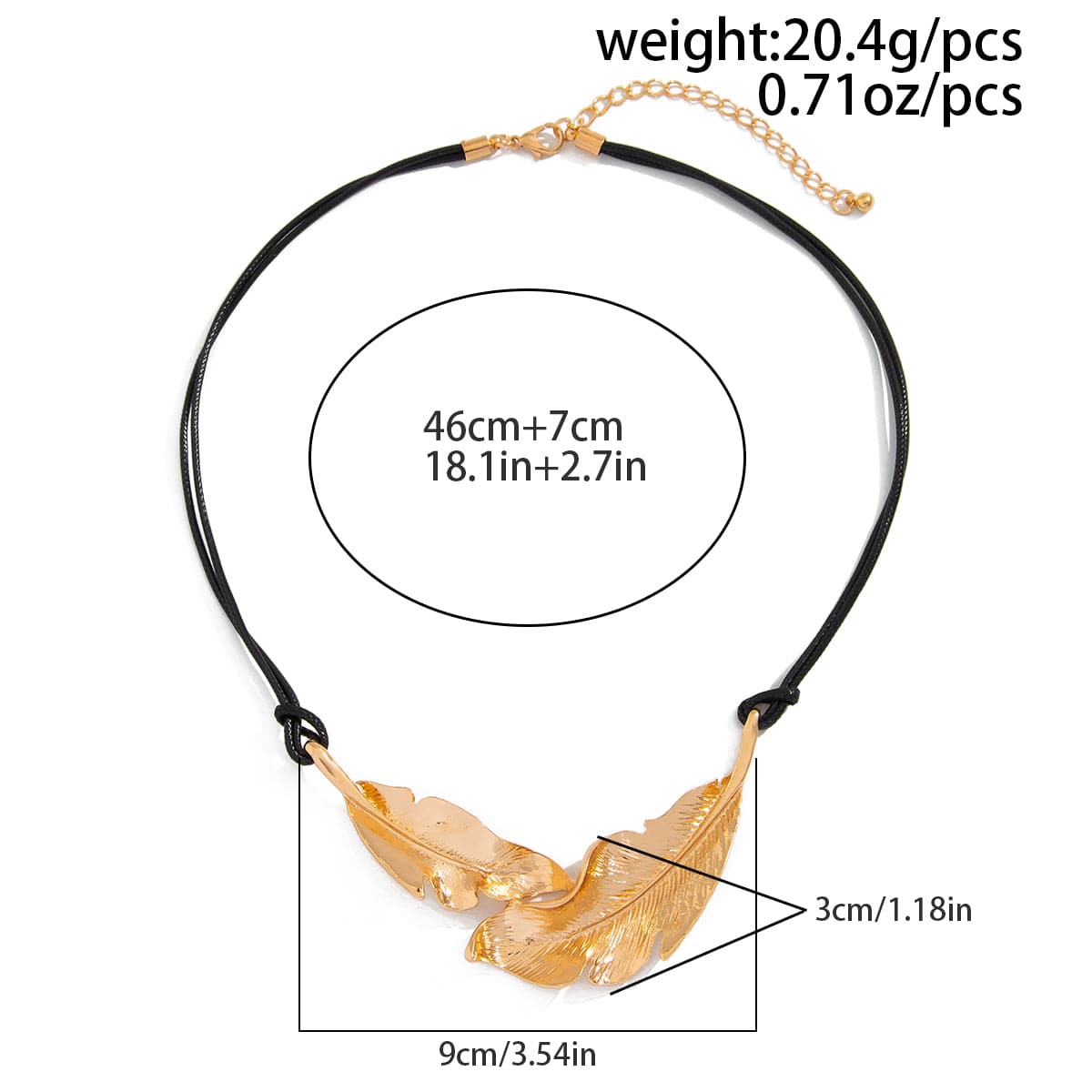 Geometric Gold Silver Tone Feather Charm Wax Cord String Necklace - ArtGalleryZen