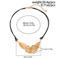 Thumbnail for Geometric Gold Silver Tone Feather Charm Wax Cord String Necklace - ArtGalleryZen