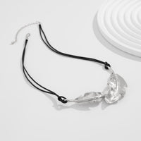 Thumbnail for Geometric Gold Silver Tone Feather Charm Wax Cord String Necklace - ArtGalleryZen