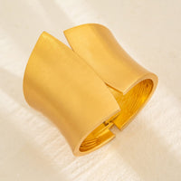 Thumbnail for Geometric Gold Silver Tone Frosted Wide Cuff Bangle Bracelet