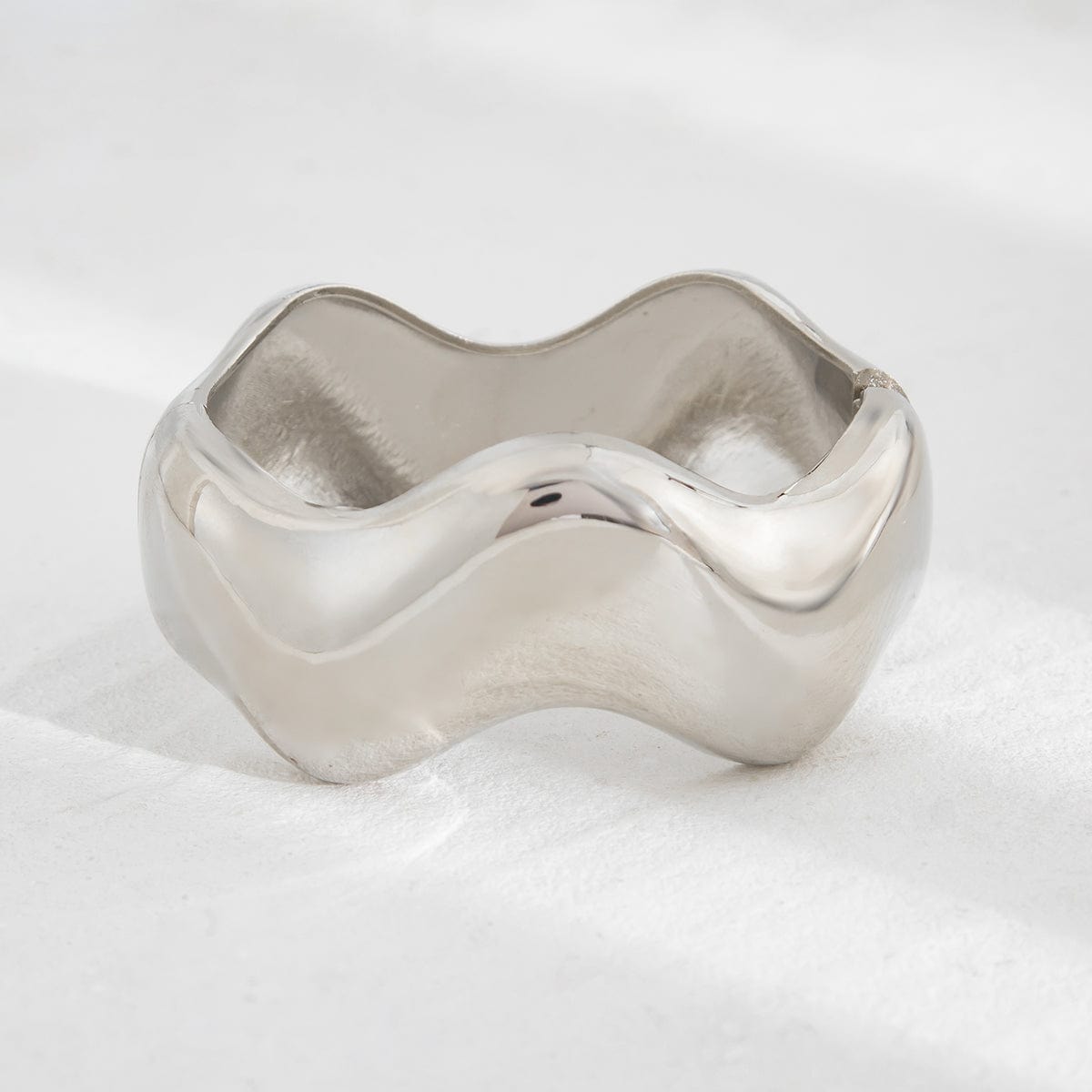 Geometric Gold Silver Tone Glossy Wave Bangle Bracelet - ArtGalleryZen