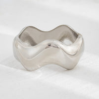 Thumbnail for Geometric Gold Silver Tone Glossy Wave Bangle Bracelet - ArtGalleryZen