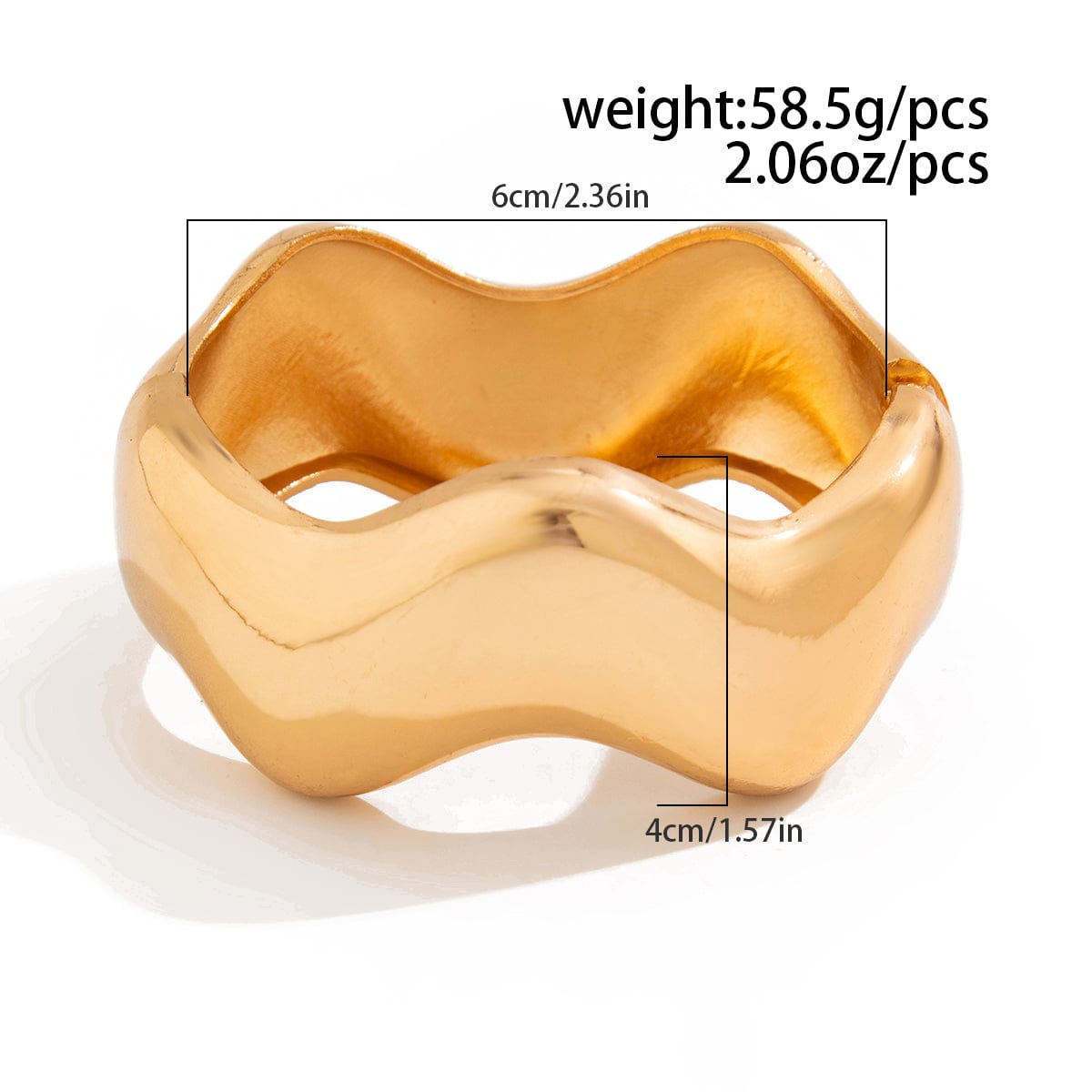 Geometric Gold Silver Tone Glossy Wave Bangle Bracelet - ArtGalleryZen