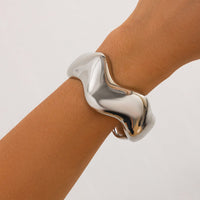 Thumbnail for Geometric Gold Silver Tone Glossy Wave Bangle Bracelet