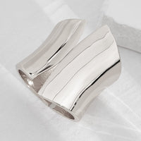 Thumbnail for Geometric Gold Silver Tone Glossy Wide Cuff Bangle Bracelet - ArtGalleryZen