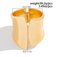 Thumbnail for Geometric Gold Silver Tone Glossy Wide Cuff Bangle Bracelet - ArtGalleryZen