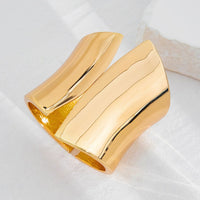 Thumbnail for Geometric Gold Silver Tone Glossy Wide Cuff Bangle Bracelet - ArtGalleryZen