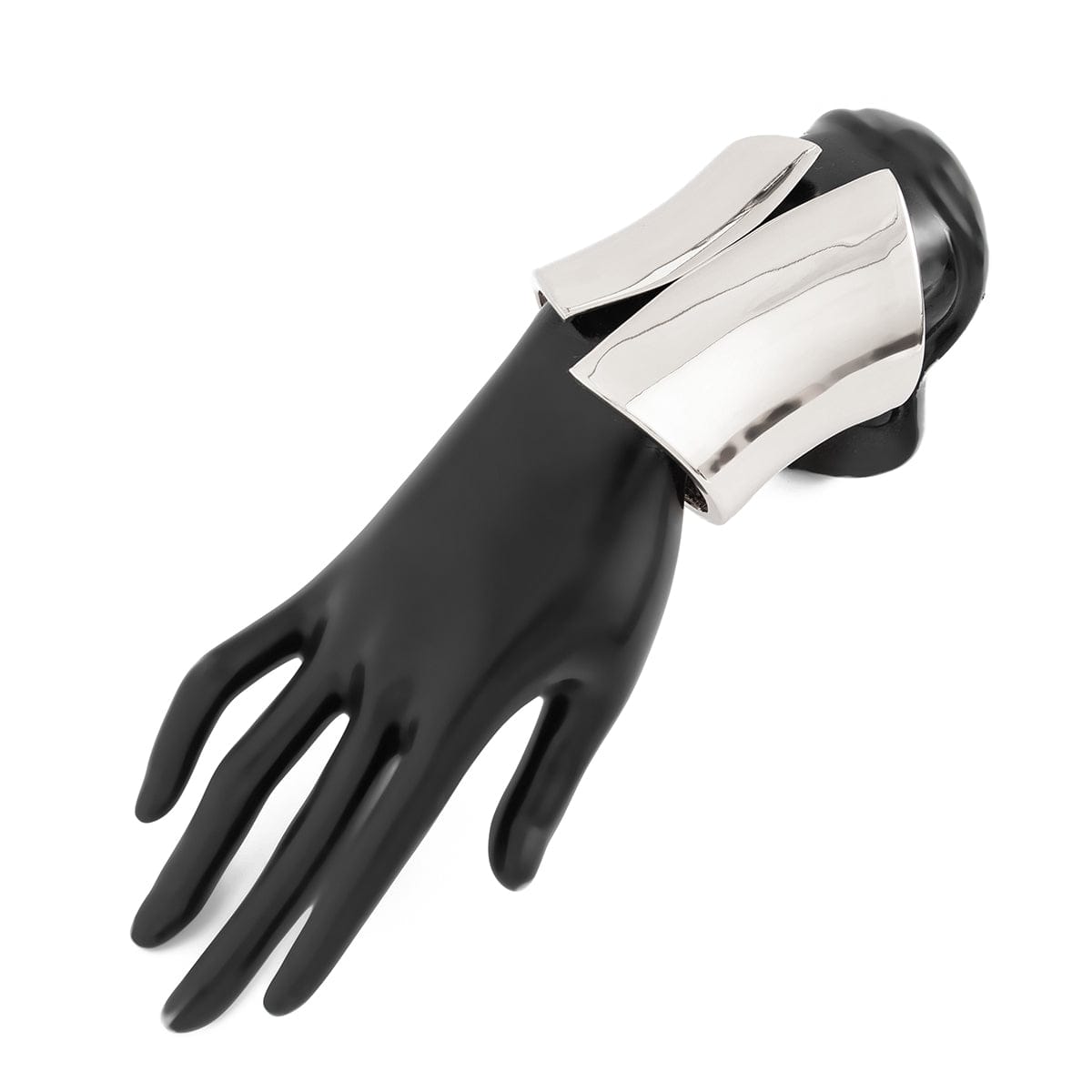 Geometric Gold Silver Tone Glossy Wide Cuff Bangle Bracelet - ArtGalleryZen