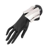 Thumbnail for Geometric Gold Silver Tone Glossy Wide Cuff Bangle Bracelet - ArtGalleryZen