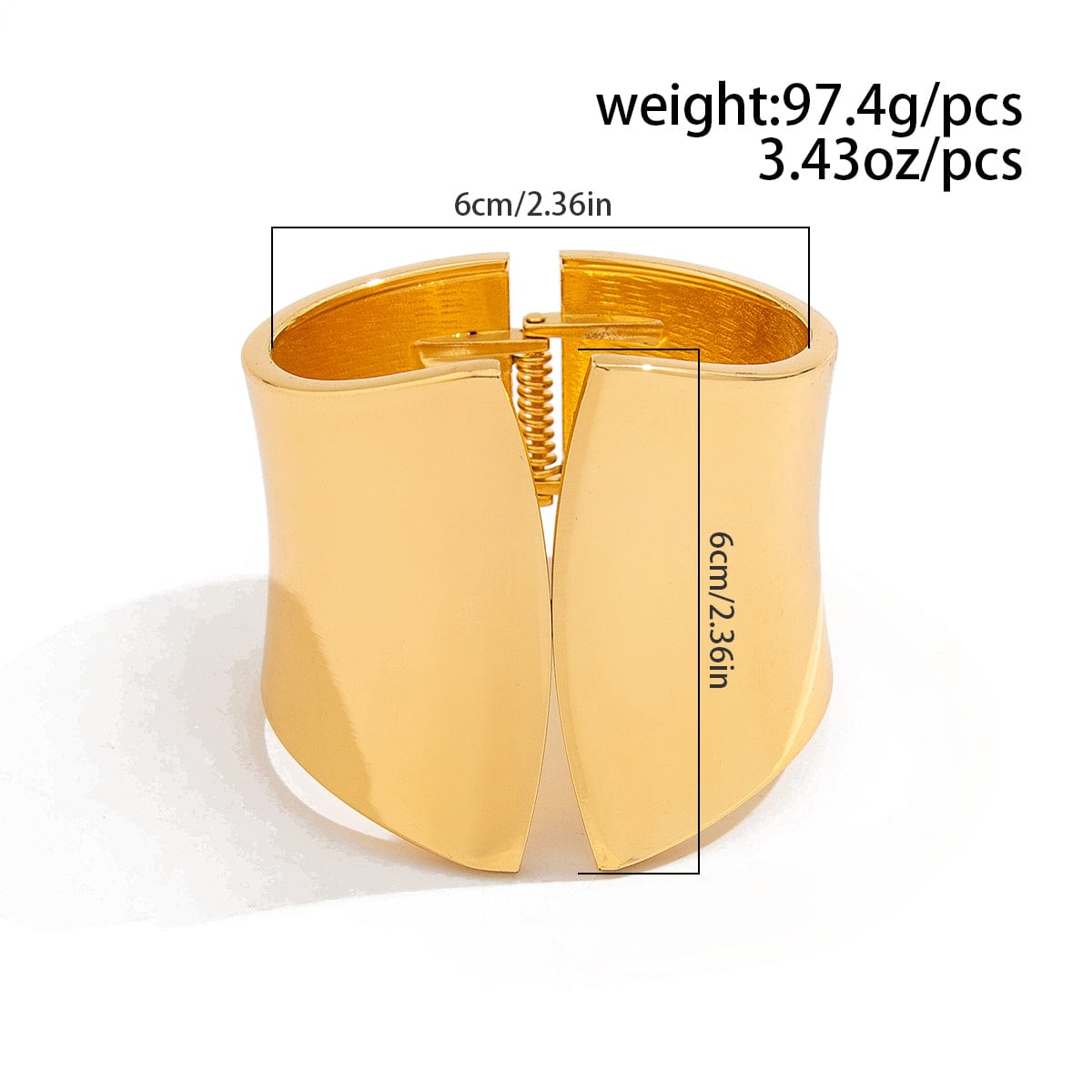 Geometric Gold Silver Tone Glossy Wide Cuff Bangle Bracelet