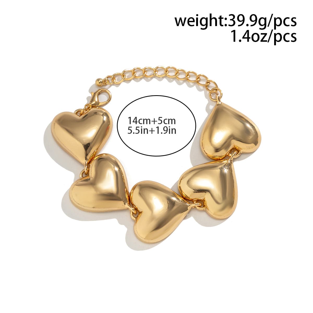 Geometric Gold Silver Tone Heart Bracelet - ArtGalleryZen