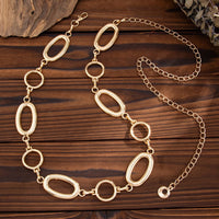 Thumbnail for Geometric Gold Silver Tone Hollow Oval Waist Chain - ArtGalleryZen