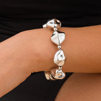 Thumbnail for Geometric Gold Silver Tone Irregular Beaded Bracelet - ArtGalleryZen