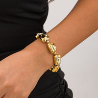 Thumbnail for Geometric Gold Silver Tone Irregular Beaded Bracelet - ArtGalleryZen