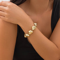 Thumbnail for Geometric Gold Silver Tone Irregular Beaded Bracelet - ArtGalleryZen