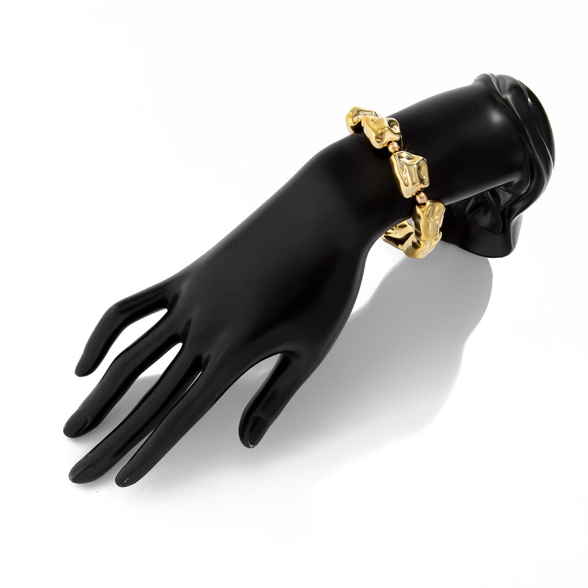 Geometric Gold Silver Tone Irregular Beaded Bracelet - ArtGalleryZen