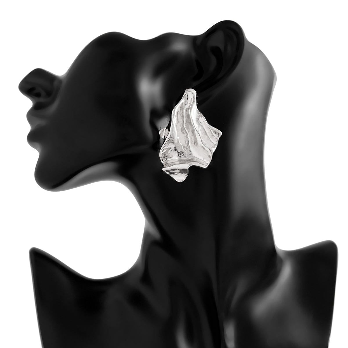 Geometric Gold Silver Tone Irregular Pleated Stud Earrings - ArtGalleryZen