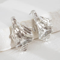 Thumbnail for Geometric Gold Silver Tone Irregular Pleated Stud Earrings - ArtGalleryZen