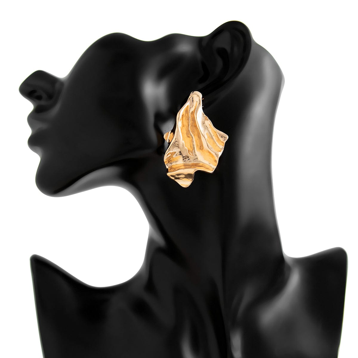 Geometric Gold Silver Tone Irregular Pleated Stud Earrings - ArtGalleryZen