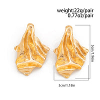 Thumbnail for Geometric Gold Silver Tone Irregular Pleated Stud Earrings