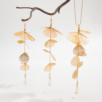 Thumbnail for Geometric Gold Silver Tone Leaf Crystal Pendant Y Necklace Earrings Set - ArtGalleryZen