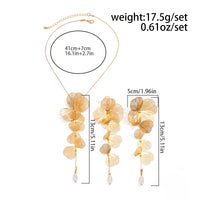 Thumbnail for Geometric Gold Silver Tone Leaf Crystal Pendant Y Necklace Earrings Set - ArtGalleryZen