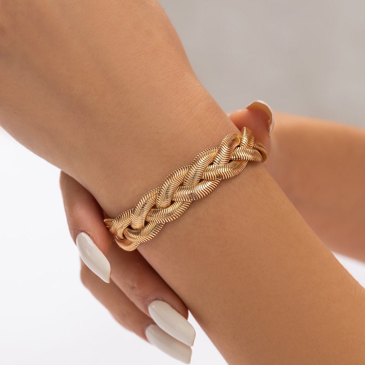 Geometric Gold Silver Tone Snake Chain Bracelet - ArtGalleryZen