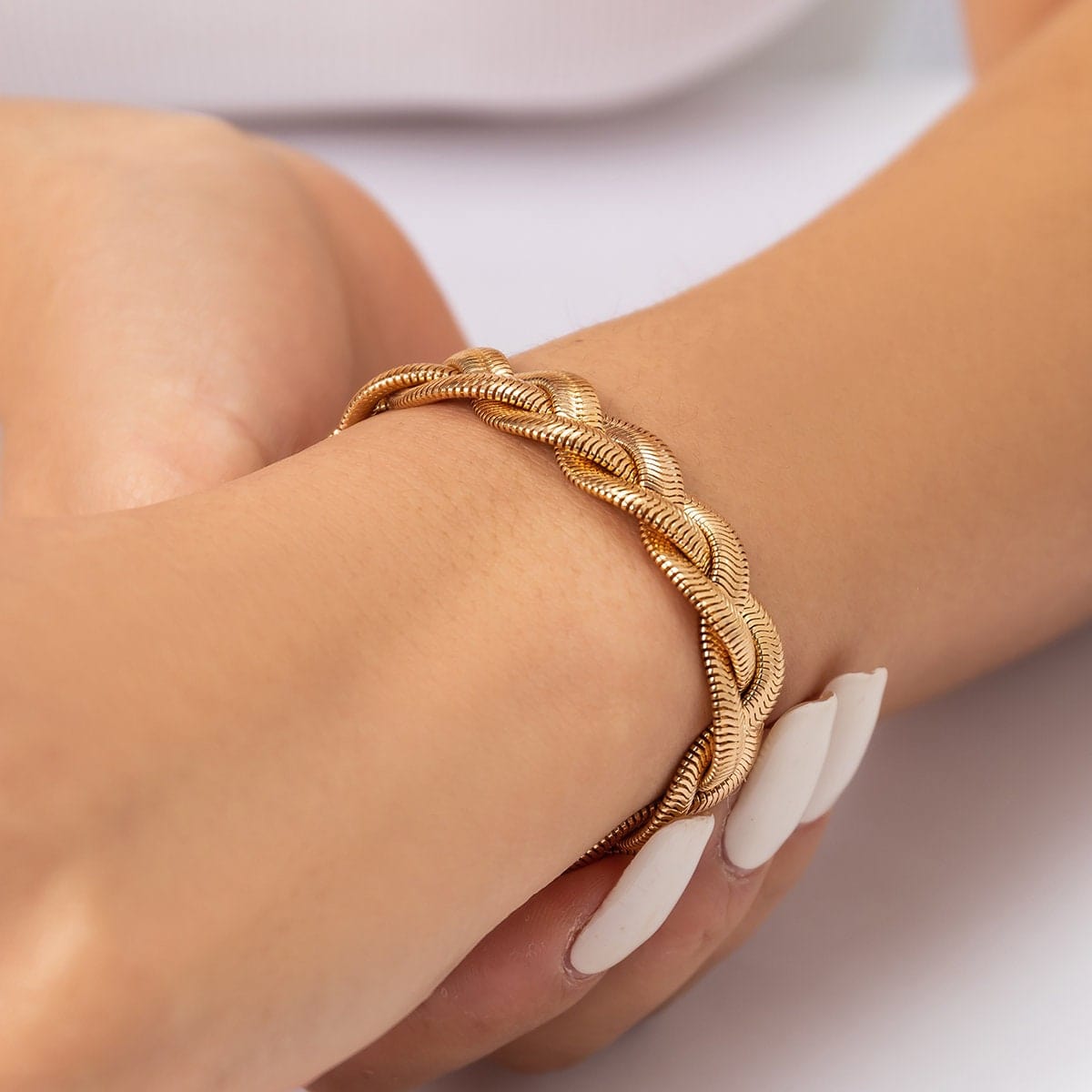 Geometric Gold Silver Tone Snake Chain Bracelet - ArtGalleryZen