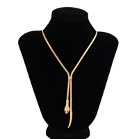 Thumbnail for Geometric Gold Silver Tone Snake Necklace - ArtGalleryZen