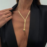 Thumbnail for Geometric Gold Silver Tone Snake Necklace - ArtGalleryZen