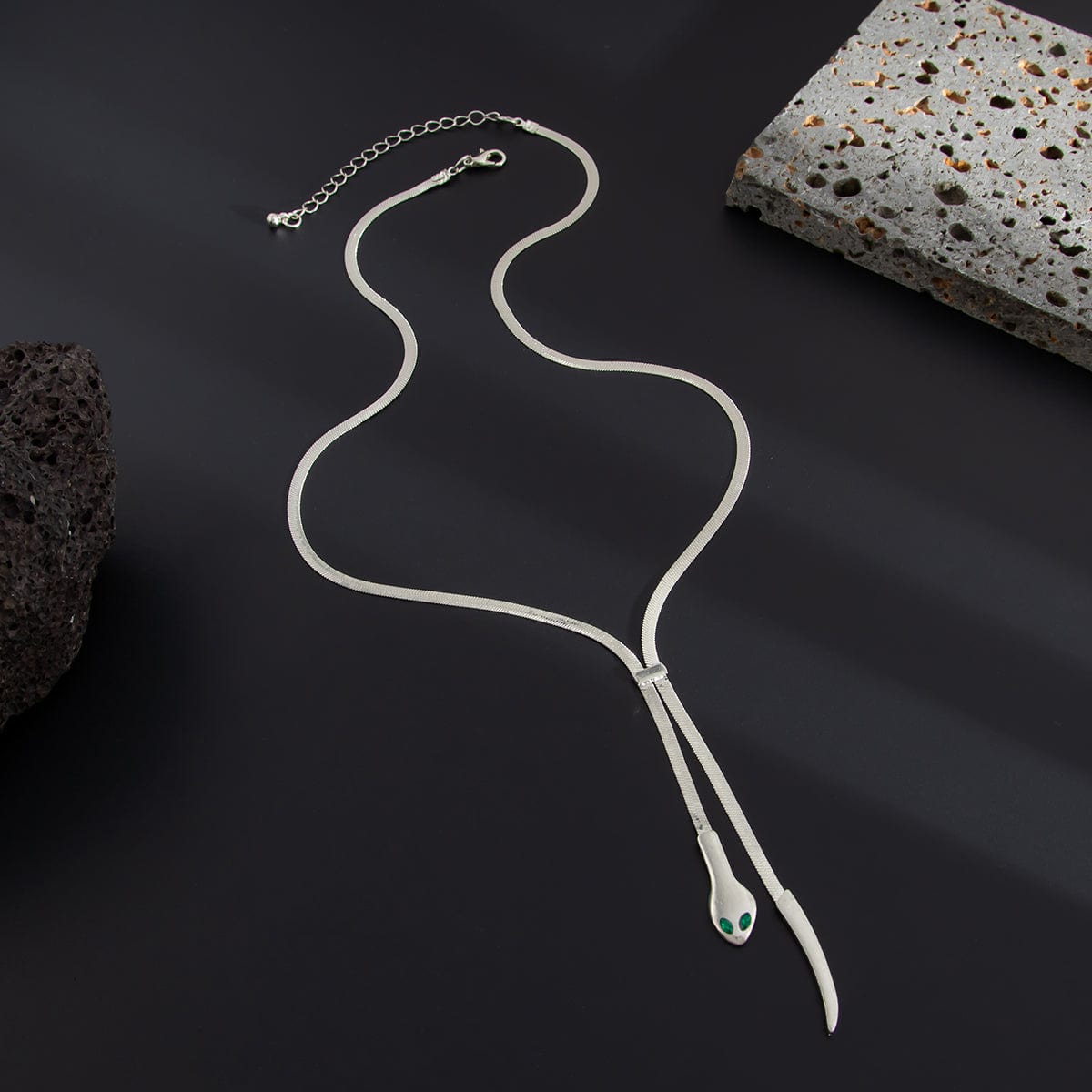 Geometric Gold Silver Tone Snake Necklace - ArtGalleryZen