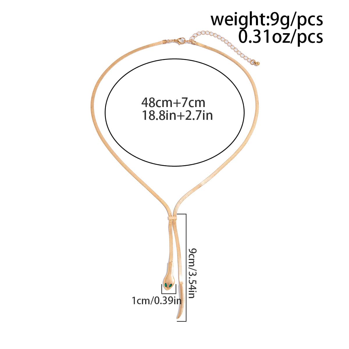 Geometric Gold Silver Tone Snake Necklace - ArtGalleryZen