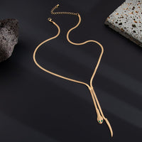 Thumbnail for Geometric Gold Silver Tone Snake Necklace - ArtGalleryZen