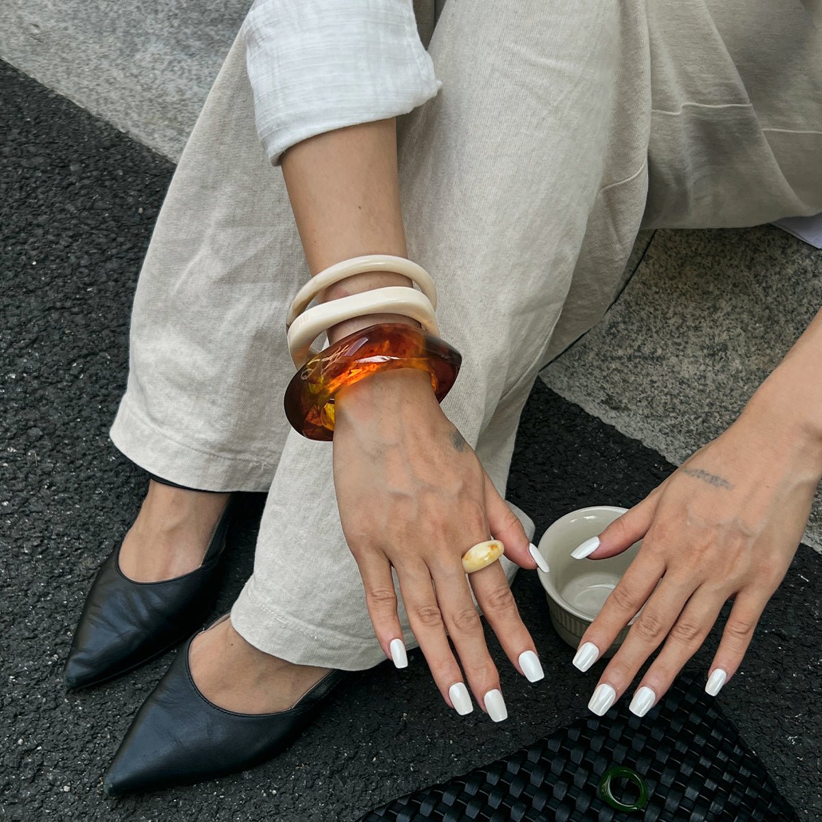 Geometric Gradient Square Bangle Bracelet Set - ArtGalleryZen