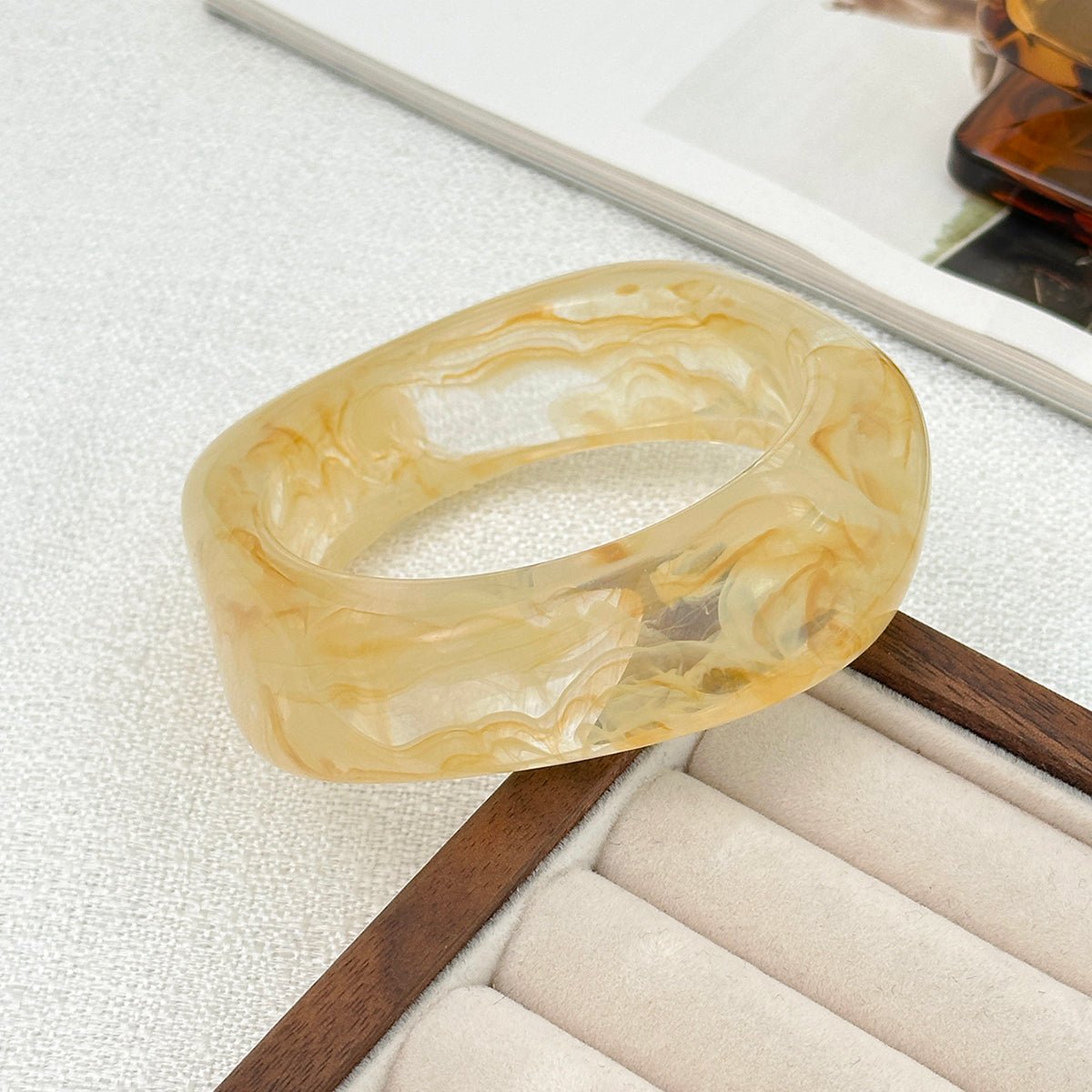 Geometric Gradient Square Resin Bangle Bracelet - ArtGalleryZen