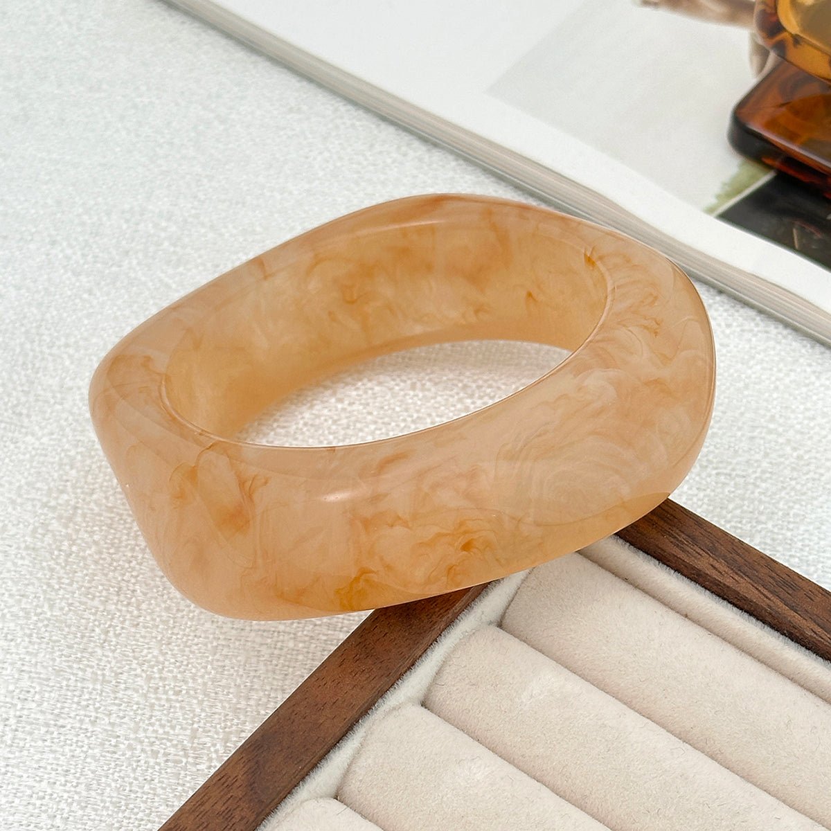 Geometric Gradient Square Resin Bangle Bracelet - ArtGalleryZen