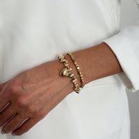 Thumbnail for Geometric Heart Pendant Square Beaded Bracelet Set Gold Silver - ArtGalleryZen