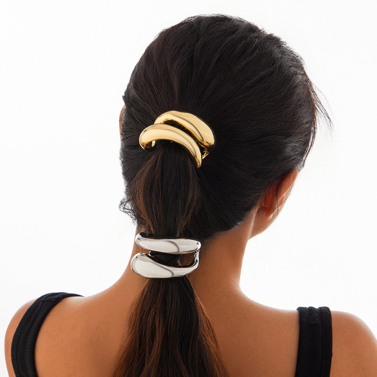 Geometric Hollow Metallic Elastic Hair Tie