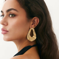 Thumbnail for Geometric Hollow Pleated Waterdrop Stud Earrings - ArtGalleryZen