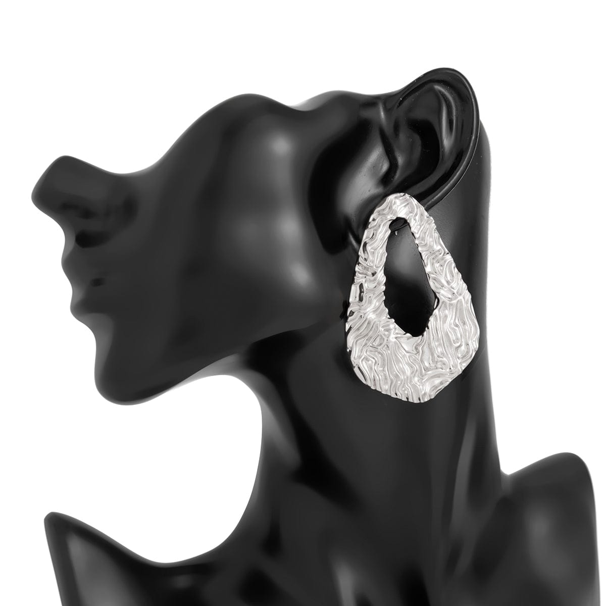 Geometric Hollow Pleated Waterdrop Stud Earrings - ArtGalleryZen