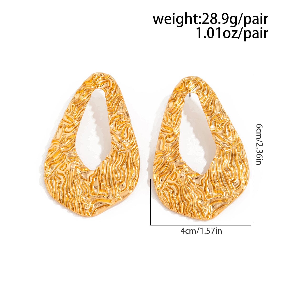 Geometric Hollow Pleated Waterdrop Stud Earrings - ArtGalleryZen