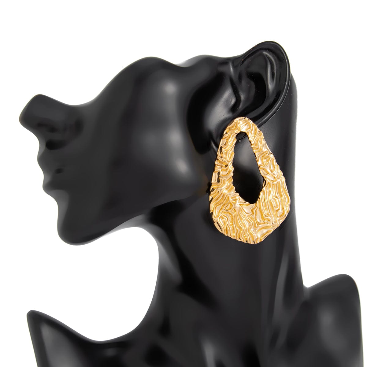 Geometric Hollow Pleated Waterdrop Stud Earrings - ArtGalleryZen