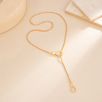 Thumbnail for Geometric Hollow Waterdrop Charm Y Necklace - ArtGalleryZen