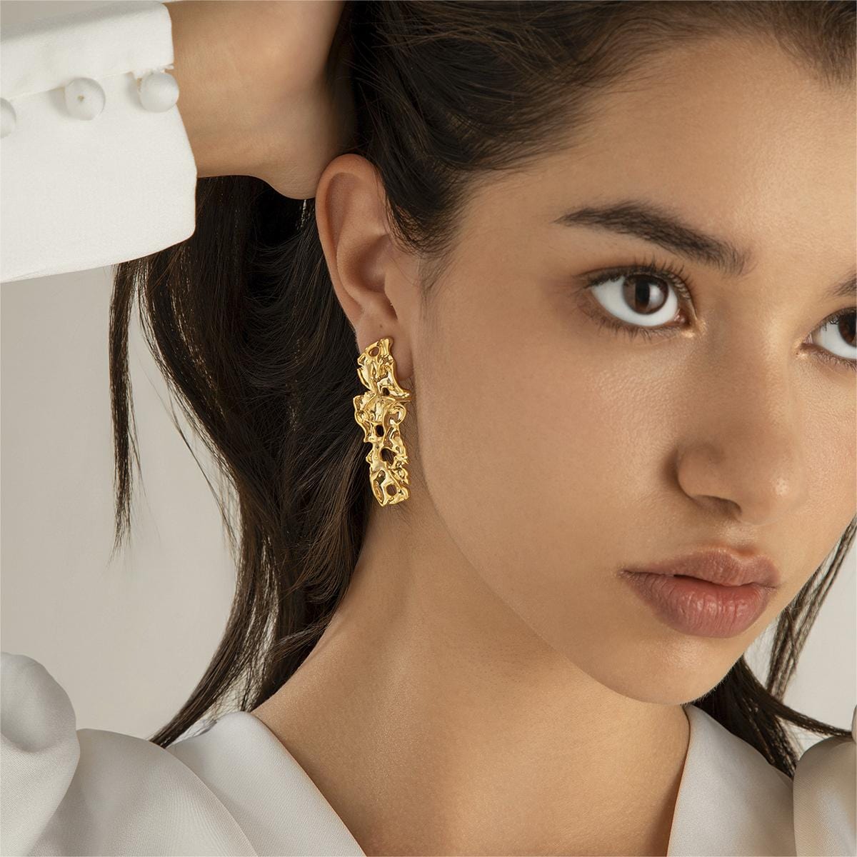 Geometric Irregular Abstract Lava Earrings - ArtGalleryZen