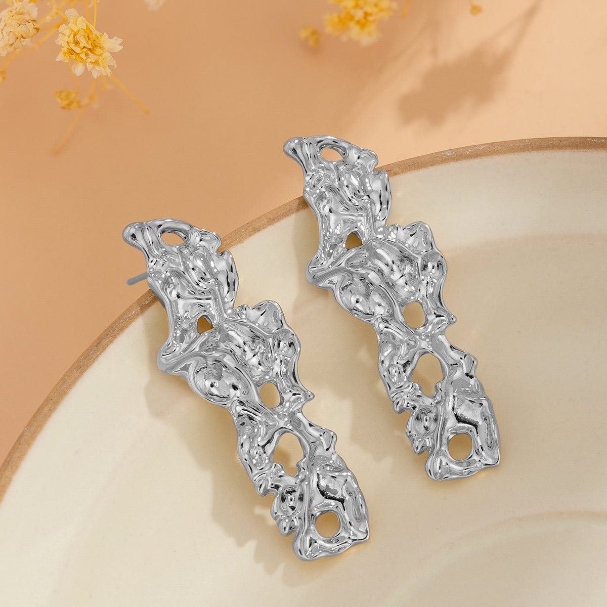 Geometric Irregular Abstract Lava Earrings - ArtGalleryZen