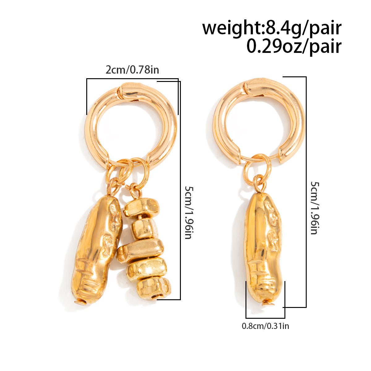 Geometric Irregular Beaded Dangle Huggie Hoop Earrings - ArtGalleryZen