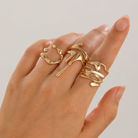 Thumbnail for Geometric Irregular Flow Lava Open Ring Set