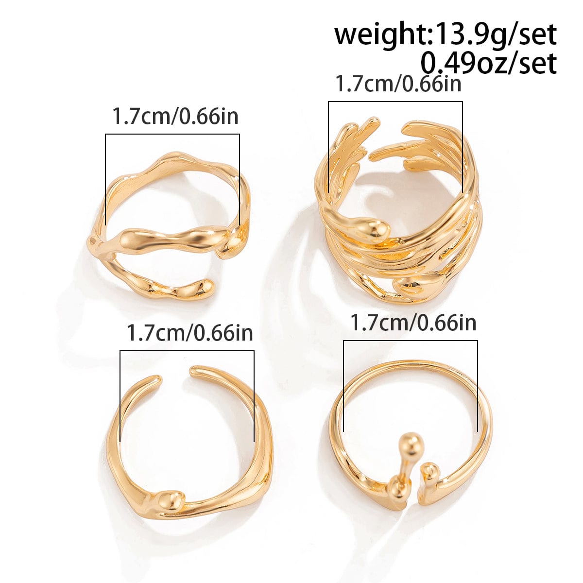 Geometric Irregular Flow Lava Open Ring Set