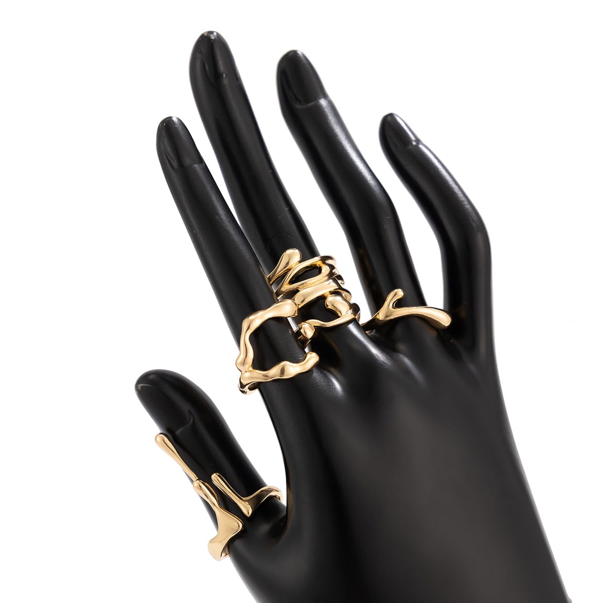 Geometric Irregular Flow Lava Open Ring Set