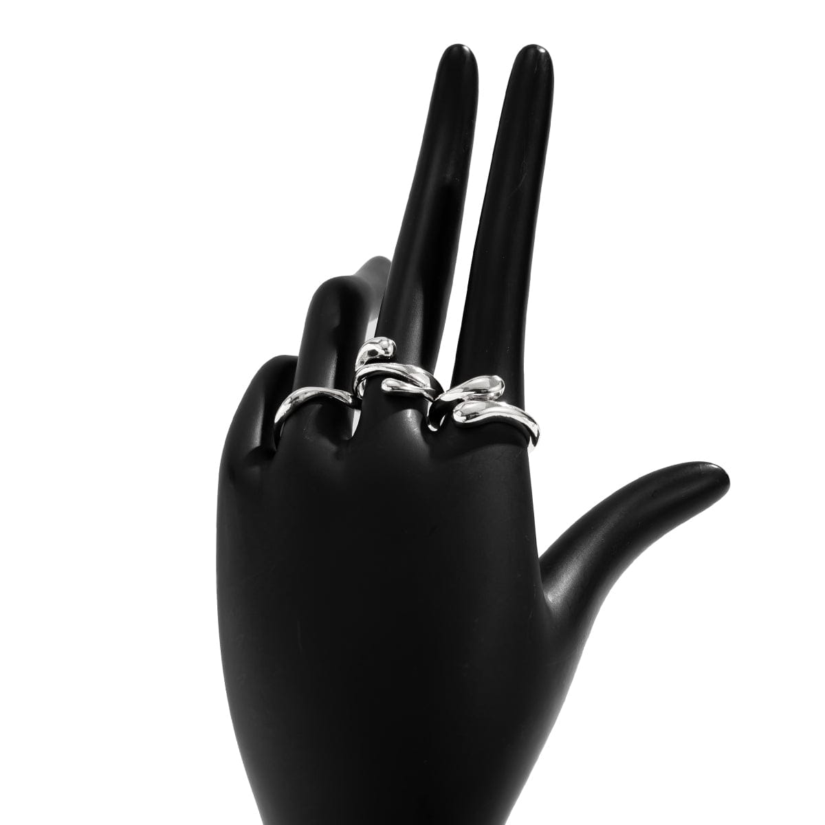 Geometric Irregular Flow Waterdrop Open Ring Set - ArtGalleryZen